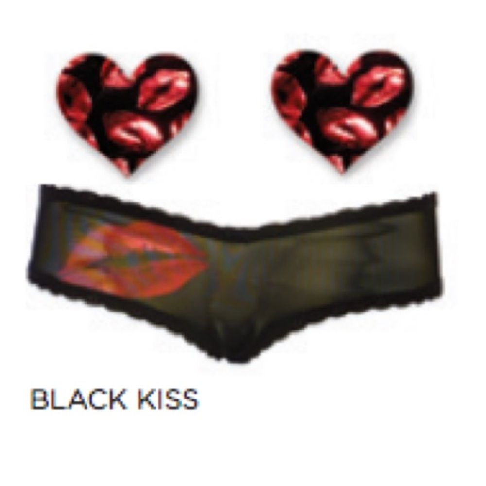 Bristols Six Nippies Black Kiss  Cheeky Panty Set Hot PinkRed